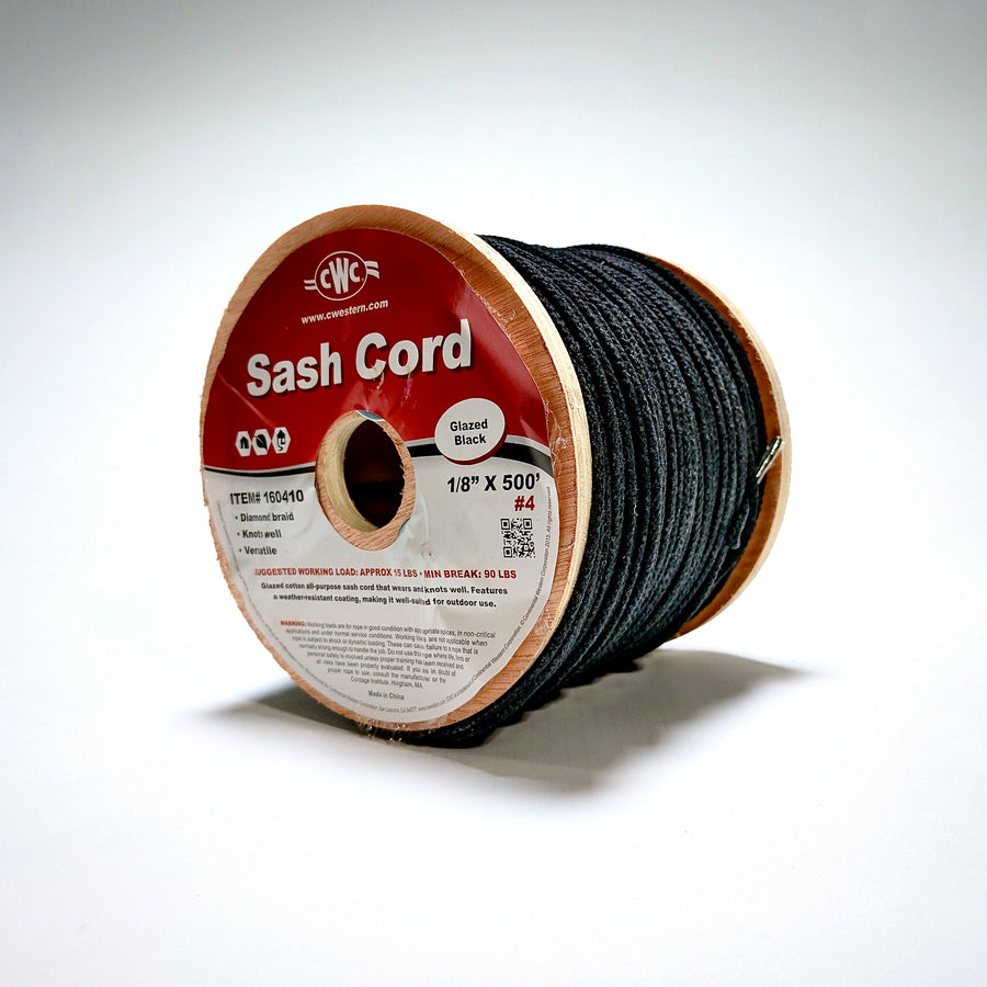 1/8" x 500' Black Glazed Sash Cord (Trick Line) #4