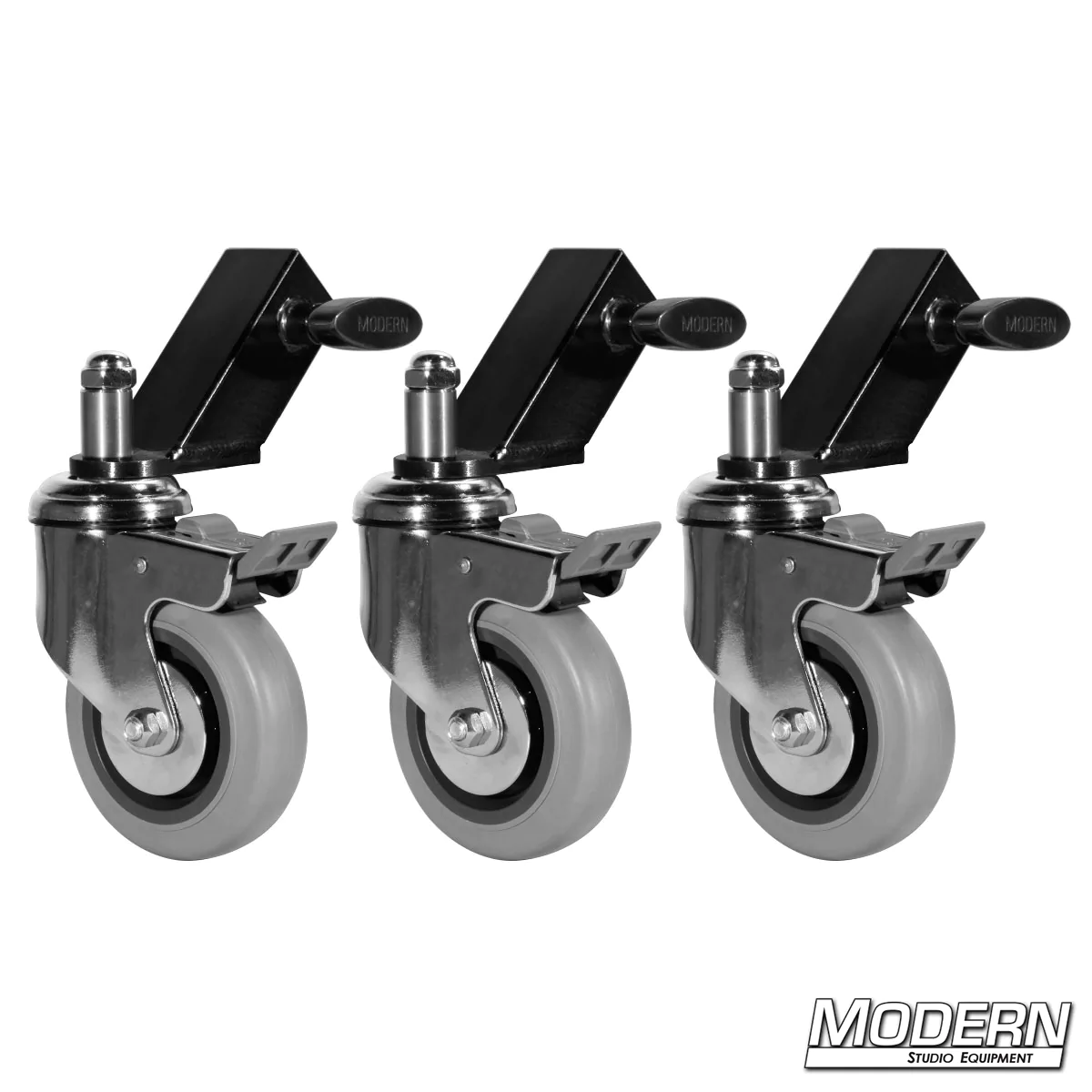 Wheels for Mambo Stands (Set of 3 Wheels & Slip on Adapters) - Black Zinc